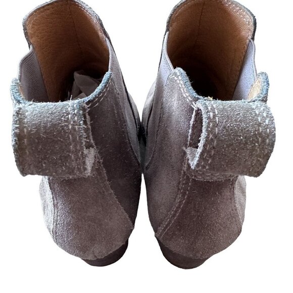 Madewell Suede Ankle Boots Womens 7.5 The Reagan Slip On 2.5" Block Heel Taupe - Picture 6 of 10